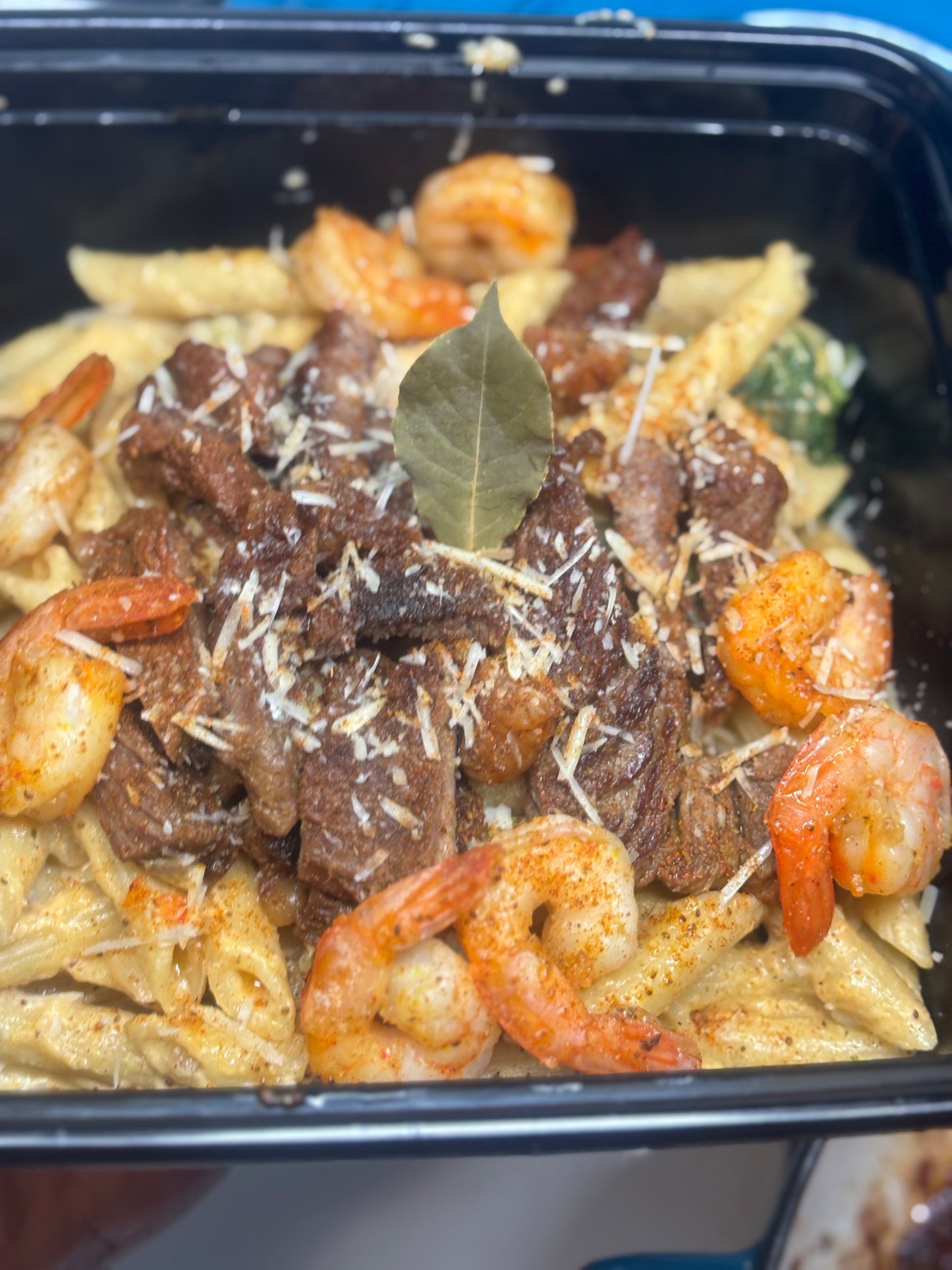 Cajun Shrimp Steak Alfredo